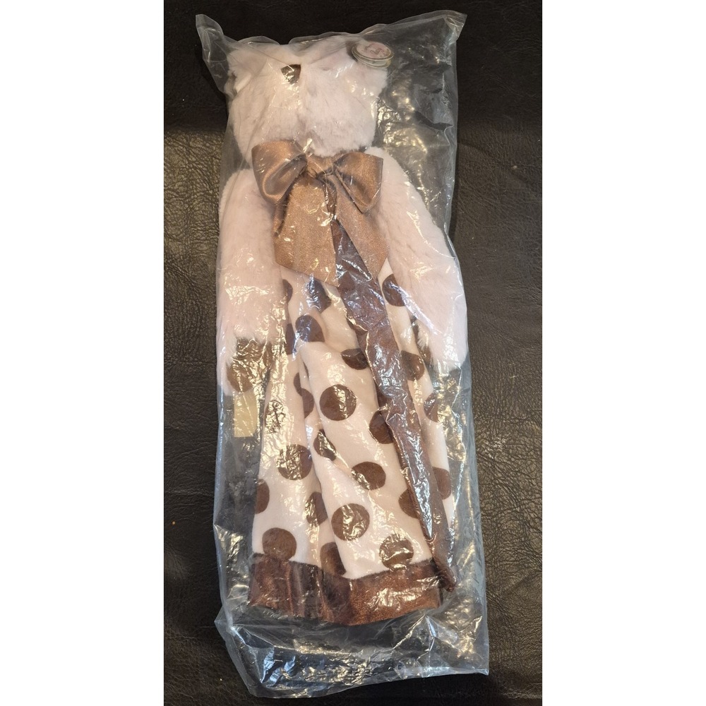 HTF Bearington Baby Collection Pink Brown Polka Dot Bear Security Blanket/Lovey
